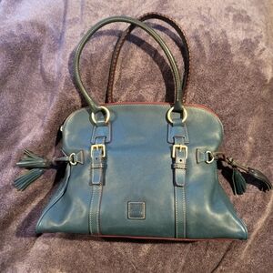 Dooney & Bourke Florentine Leather Buckle Satchel bag. Color Denim.